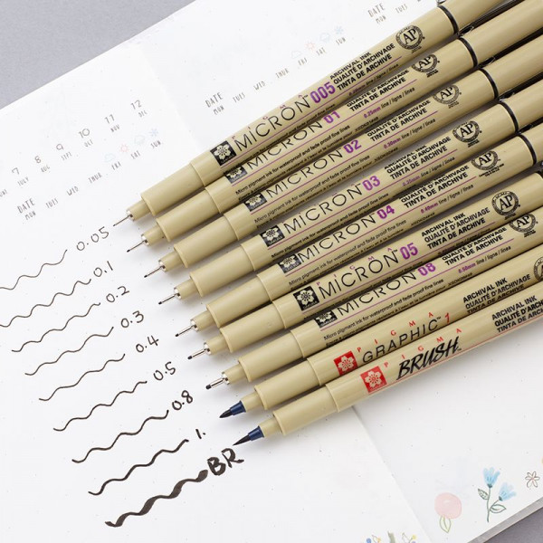 Набор линеров Sakura Pigma Micron 9 шт - Черные, набор капиллярных ручек лайнеров для рисования